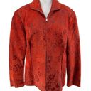Vera Pelle Designer SAX  Suede Leather Floral Zip Jacket Long Sleeve Size 54 L Photo 0