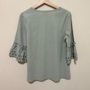 Hidden Alley  Eyelet Bell Sleeves Top Womens Size M Gauze Cotton Sage Green‎ Photo 2