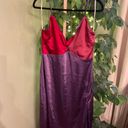 Lulus LULU’s Chic Combo Purple Color Block Satin Twist Front MIDI Dress NWT Size XL Photo 3