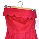 Reformation  NEW Isles Linen Strapless Scalloped Mini Dress Corvette Pink Size 0 Photo 3