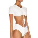 CHRISTOPHER ESBER Ruched Crop Sun Bikini Top Tee in White 4 New Womens Swim Photo 1