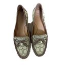 Coach  Women’s Moira Loafer in Signature Jacquard Khaki/ Saddle Brown Size 10 Photo 1