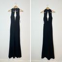 Aidan Mattox  Crepe Halter Gown Plunging Illusion V-Neckline Dress Photo 1