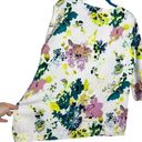 Premise  Linen Rayon Blend Floral V Neck 3/4 Length Sleeve Blouse Photo 11