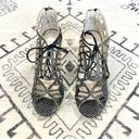 DV by Dolce Vit a Caged Snake Print Lace Up Open Toe Heels Photo 3