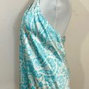 Blair  Delmonico Vintage Y2K Silk Floral Halter Top Aqua/ White S Photo 1