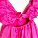 For Love & Lemons  Clementine Poplin Babydoll Mini Dress Ruffle Cap Sleeve Pink M Photo 9