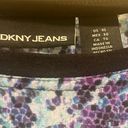 DKNY Jeans Raglan Top Long Sleeve Black Blue Purple Python Snake Pattern XL Photo 4