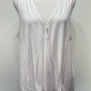 Hem & Thread NEW  White Draped Wrap Front Tank with Ribbed Blue Striped Back L Photo 2