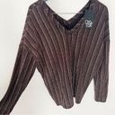 Chaser  Metallic Striped Formal V-neck Blouse Long Sleeves Black/Brown Size Large Photo 3