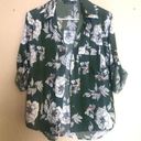 Boohoo  Green Tropical Floral Print Button Down Shirt Photo 0