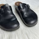 Birkenstock Black Leather Boston Clogs Photo 2