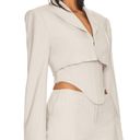 H:ours  Amira Crop Blazer Gray White MEDIUM Bolero Padded Shoulder Designer NEW Photo 2