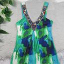 Bordeaux  Los Angeles Blue Green Beaded Maxi Dress Women’s Size Medium Photo 6