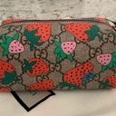 Gucci New  GG logo strawberry makeup cosmetic bag case Pouch Authentic!! Photo 3