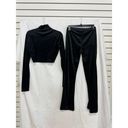 Adidas NWT  Originals Crushed Velvet Crop Top & Flared Pants Active Set Black S Photo 6