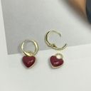 18K Gold Plated Love Heart Dangle Drop Earrings for Women, Red Heart Earrings Photo 2