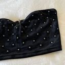 idem Ditto  Rhinestone Strapless Velvet Crop Top Size S in Black  Photo 2