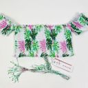 PilyQ  Flamingo Off Shoulder Smocked Bikini Top Size Large L NWT Photo 1