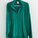 Aerie Offline Pine Green Terry Quarter Zip Sweatshirt Photo 0