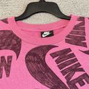 Nike  Sweatshirt Womens 2X Pink Black Crewneck Oversized Slouchy All Over Print Photo 4