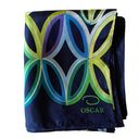 Oscar de la Renta Vintage O by  Navy Blue Printed Silk Long Scarf Photo 5