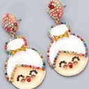 ma*rs New Holiday Fashion . Claus/Granny Multi-Color Pearl Bead Design Alloy Stud E Photo 0