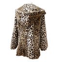 Dennis Basso Brown Leopard Zip Front Faux Fur Coat with Hood and Waist Detail Photo 9