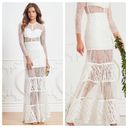 Alexis  Joelle White Lace Sheer Long Sleeve Wedding Bridal Boho Maxi Dress Small Photo 1