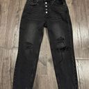 Free People  We The Free High Rise Jeans Washed Black Sz 27 Distressed Tapered Photo 14