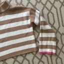 Sincerely Jules  Tan & White Striped Crop Sweater Bell Sleeves Large Photo 4