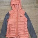 Reebok  Coral Peach Gray Quilted Layered Insulated Hooded  Coat Jacket M‎ Photo 0