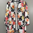 IC by Connie K Jacket Size XXL Floral Print Patchwork Button Mesh Wearable Art Photo 0