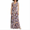 Loveappella  Floral Print Empire Waist Jersey Stretch Maxi Dress Size Small Photo 5