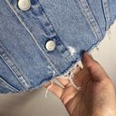 Lovers + Friends  Denim Brandon cropped raw edge hem denim jacket Imogene size XS Photo 9