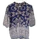 Angie  Puff Sleeve Smocked Popover Top Womens Size S Embellished Boho‎ Multicolor Photo 0