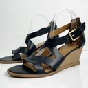 Krass&co G.H. BASS & . Sandal Renae Wedge Heel Strappy Faux Leather Black Women Size 10 Photo 3