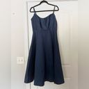 Alfred Sung NWT  Spaghetti-Strap Satin Midi Dress Midnight Navy Blue Photo 2