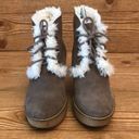 Gap  NEW YORK “Gwen Shearling” Tree Bark Suede Wedges Boots ladies size 9 Photo 3