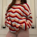 Amazon  Multicolor Oversized Crochet Crewneck Sweater size Large Photo 1