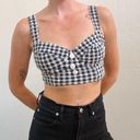 Vintage 1990's Black White Seersucker Gingham Balcony Swim Crop Top Size 10 Photo 3