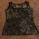 Travel by Tribal dark grey paisley lace trim tank top size XS Gray Photo 7