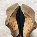 Charlotte Russe Black Canvas Peep Toe Natural Cork Wedges Size 6 Photo 5