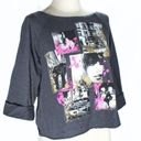 Modern Lux New York Broadway Shows Graphic Crop Top XL JRS 3/4 Sleeve Fashion Week Collage Photo 1