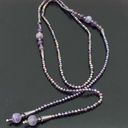 Amethyst Handmade  Stone AB Purple Crystal Beads Lariat 40” Necklace Photo 8