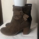 American Eagle  brown suede zip up chunky heel strappy boots size 7.5​ Photo 4