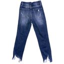 Risen Jeans Women Size 1 dark denim straight distressed high waisted girlfriend Photo 5