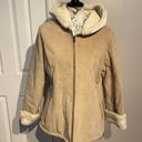 Croft & Barrow NWOT  Suede Faux Fur Hoodie Zip up teddy Leather bomber puffy puffer varsity utility boho Photo 0