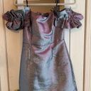 DO+BE  Collection silver luminescent party dress with ruffle sleeves size small Photo 0