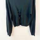 John + Jenn  Black Sweater Round Neck Lace up Back Detail Pullover Size Large Photo 6